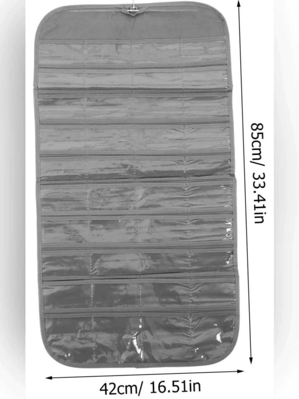 Hanging Jewelry Organizer with Clear Pockets - Gray. NWT